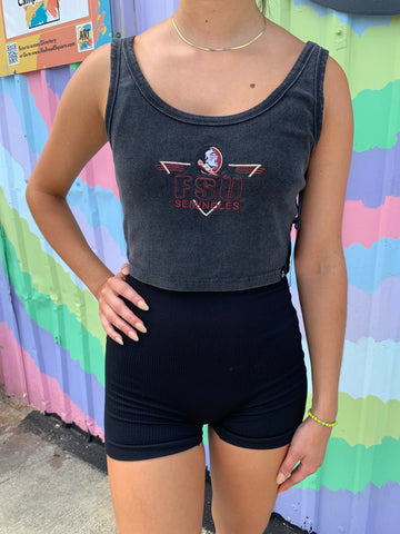 FSU - Embroidered Cropped Ribbed Tank