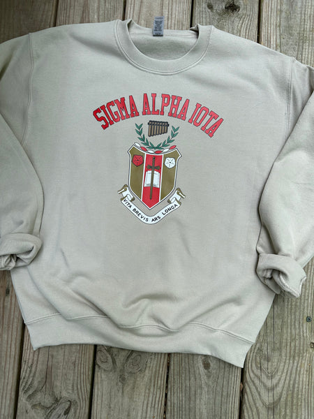 Retro Crest Sweatshirt - Sigma Alpha Iota – Campus Greek & Embroidery Shop