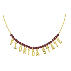 FSU - Florida State w/Garnet Beads Gold Necklace