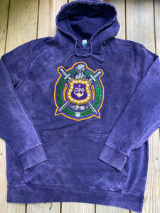 Vintage Washed Chenille Crest Hoodie - Omega Conclave