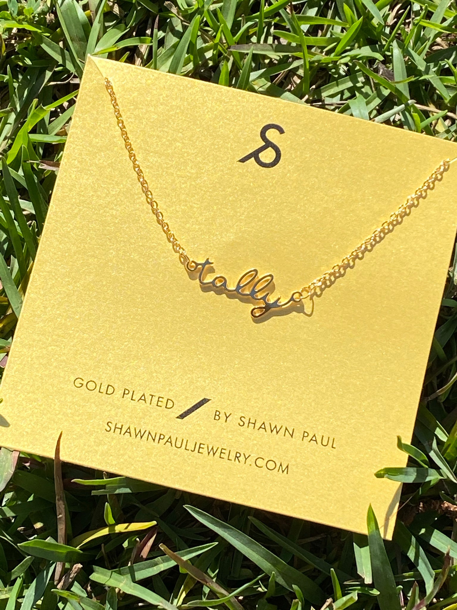 Tally Script Gold Plated Necklace