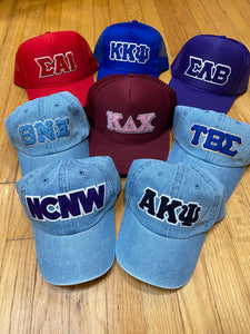 Chenille Lettered Hats Greek Organization and more (2 Styles)