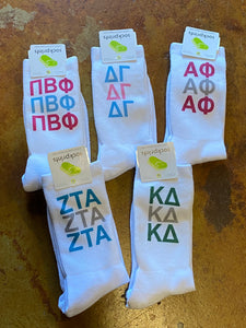 Sorority Greek Letter Crew Socks